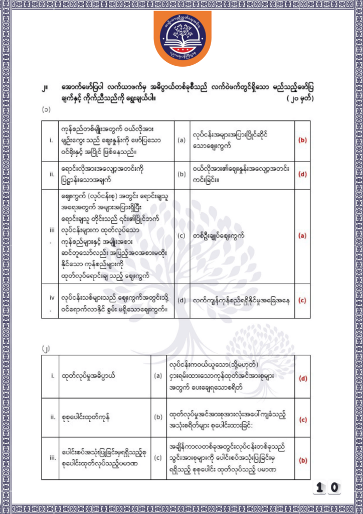 ပညာရေးဝန်ကြီးဌာန https://moe.sjmyanmar.com/be/sample-questions/2025/economy/