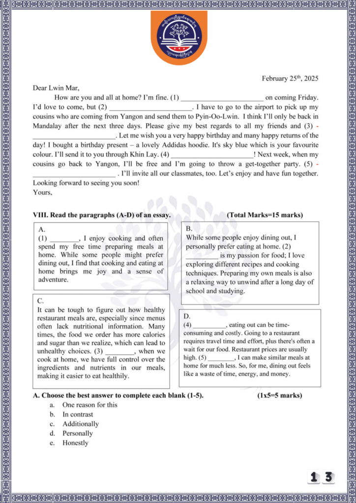 ပညာရေးဝန်ကြီးဌာန https://moe.sjmyanmar.com/be/sample-questions/2025/english/