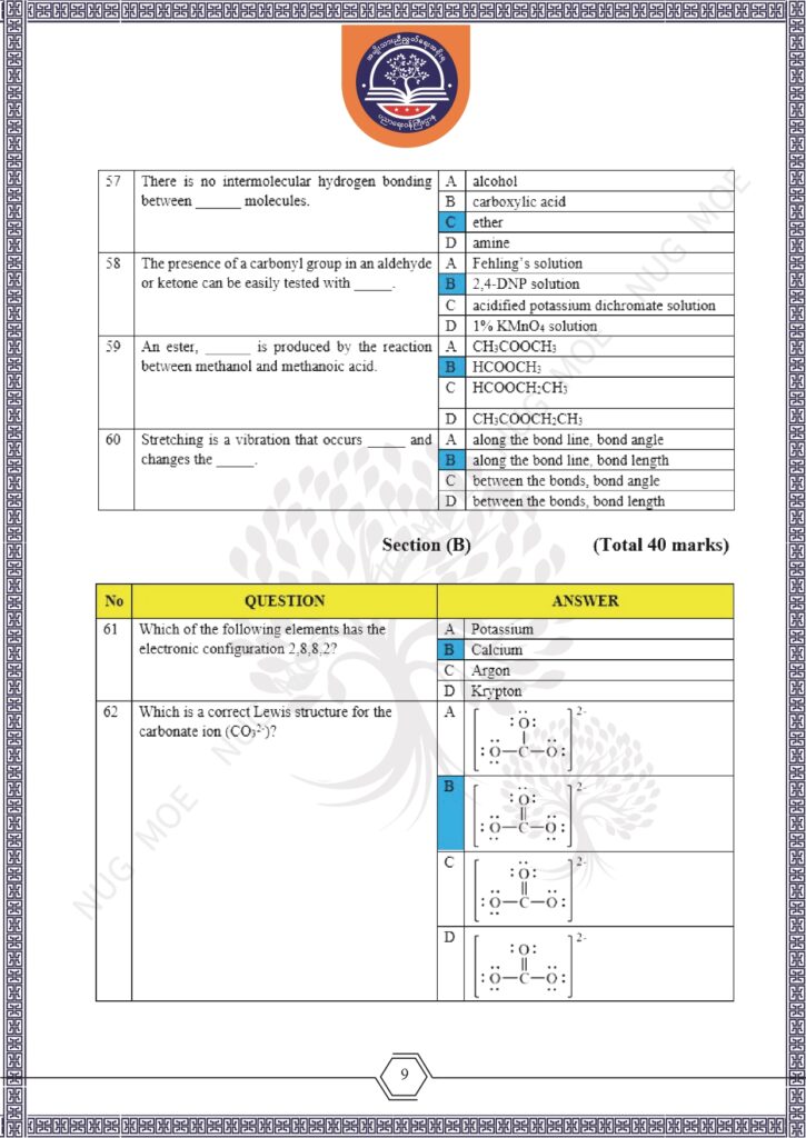 ပညာရေးဝန်ကြီးဌာန https://moe.sjmyanmar.com/msg-to-people/beca-sample-question-chemistry-2026/