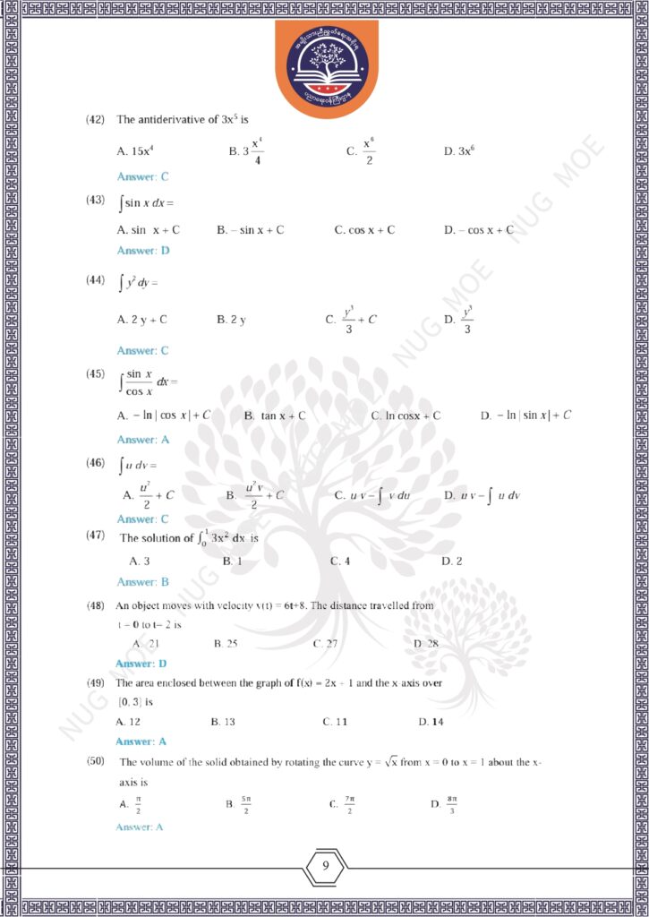 ပညာရေးဝန်ကြီးဌာန https://moe.sjmyanmar.com/msg-to-people/beca-sample-question-2026-maths/